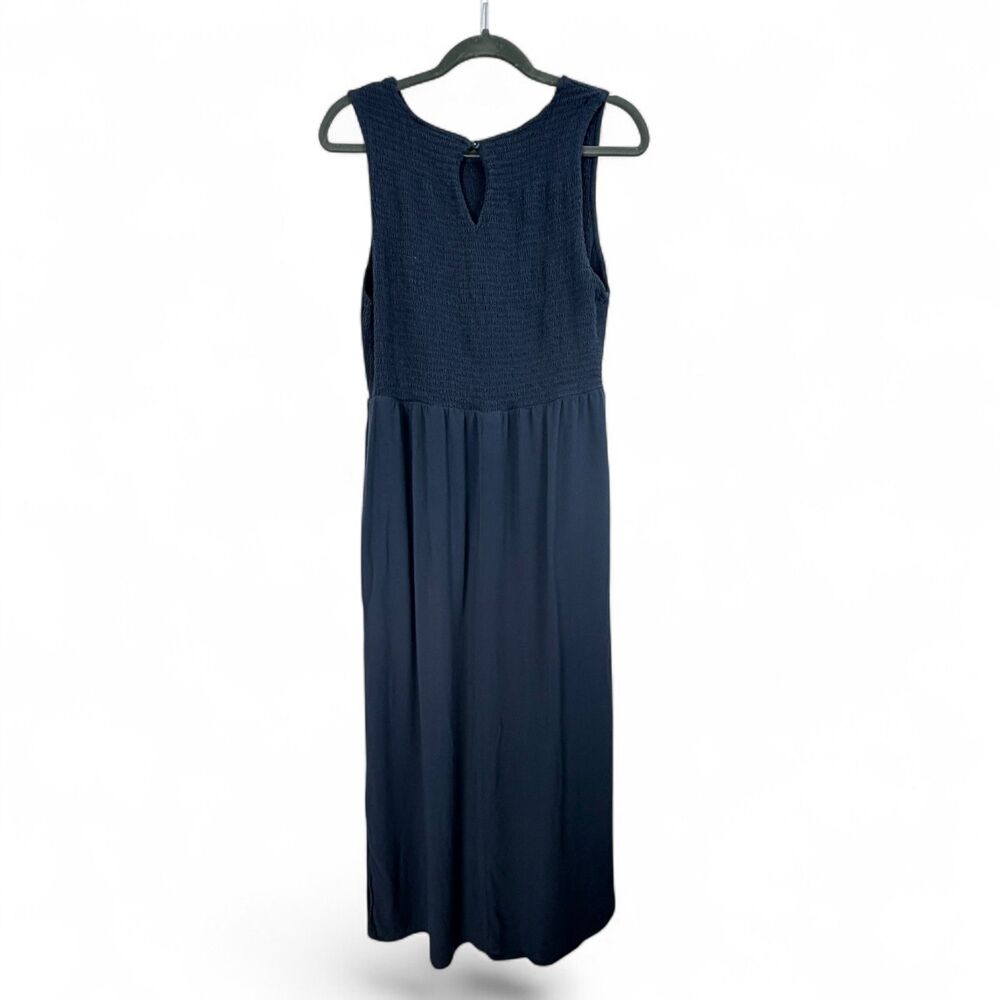 maternity sleeveless maxi dress navy smocked empire waist cutout comfy xxl - Picture 4 of 8